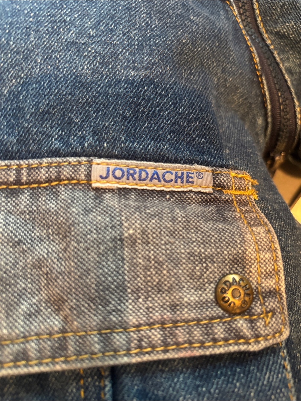 Vintage 80’s Jordache Denim Bomber Jacket M Two Toned Zip Blue Jean Pockets - Picture 7 of 9